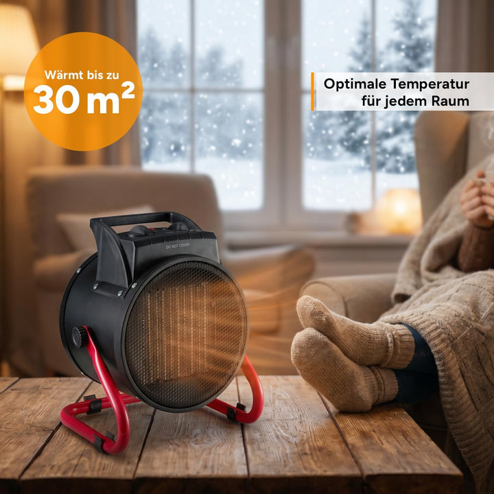 TZS First Austria - Keramik-Heizlüfter 3000W - Elektroheizer mit Thermostat, Überhitzungsschutz, Dre