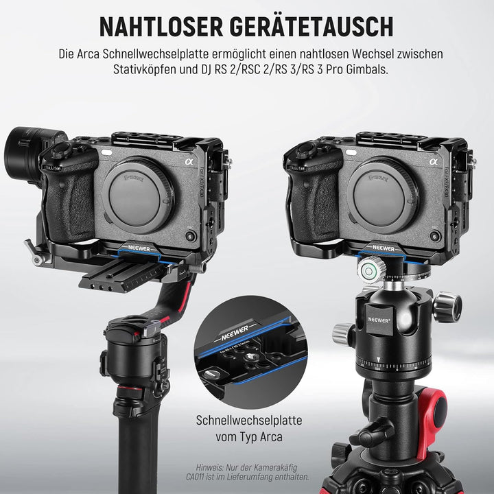 NEEWER FX3/FX30 Cage Kamera Käfig mit HDMI Cable Clamp,NATO Schiene,3/8"ARRI Positionierungslöcher,