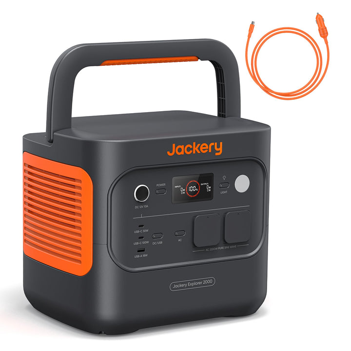 Jackery E2000 v2 tragbare Powerstation mit DC8020 Kfz-Ladekabel, LiFePO4 Akku, 2042Wh Solargenerator