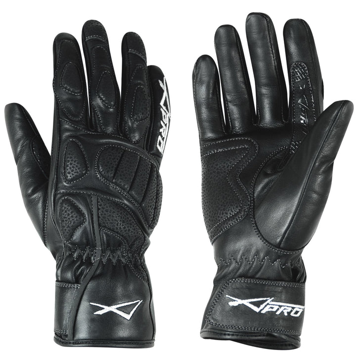A-Pro Damen Lederhandschuhe Schutzpolster Regulierbare Manschetten Rennhandschuhe XS Schwarz, XS Sch