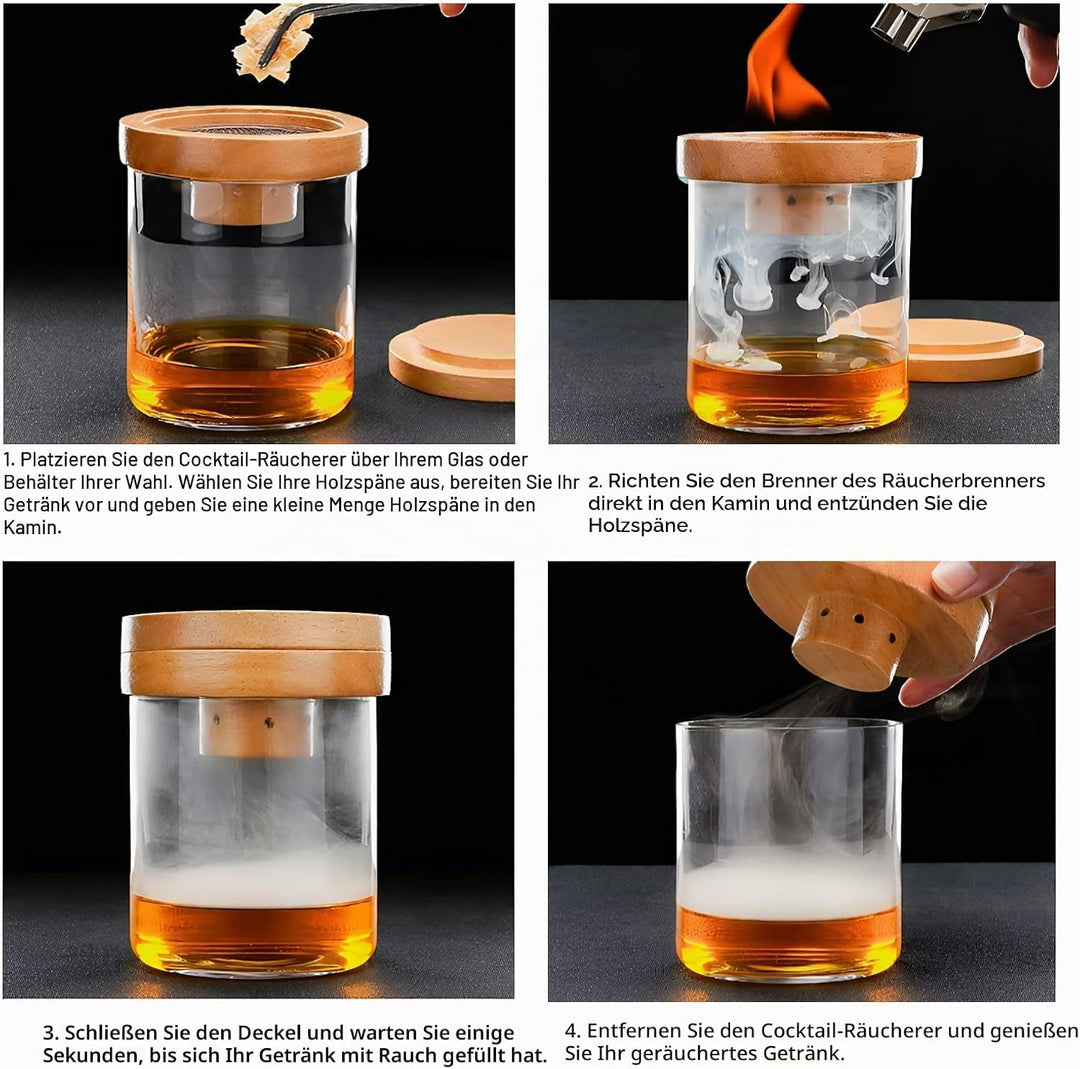 Cocktail Smoker Kit,Whiskey Smoker Kit mit 6 Holzchips,Old Fashioned Whiskey Smoker Drinks Kit,Cockt