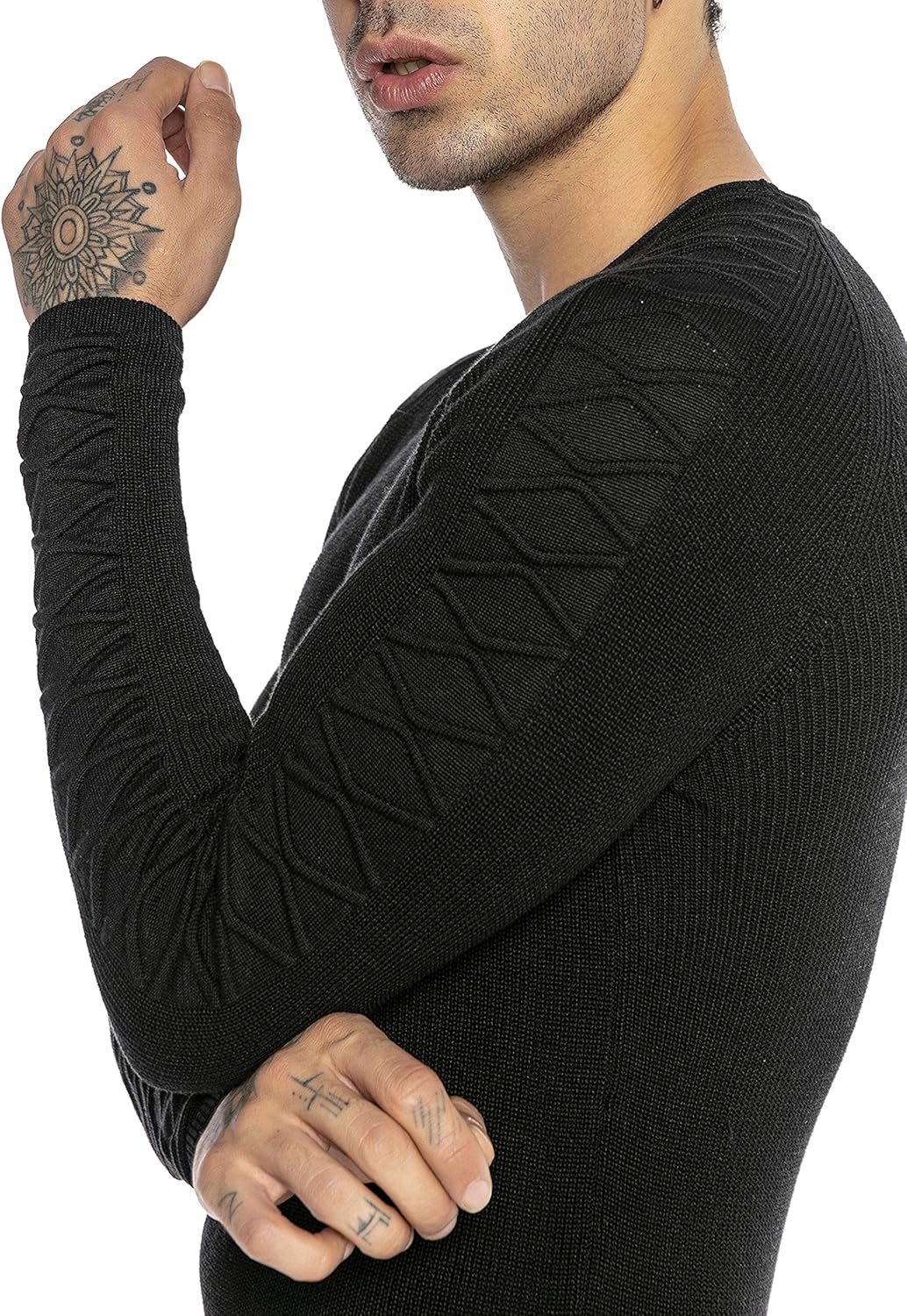 Red Bridge Herren Strickpullover Pullover Slim-Fit Cross Lines XL Schwarz, XL Schwarz