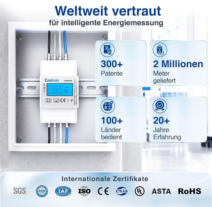 Eastron SDM54-M MID-zertifiziertes dreiphasiges 100-A-Direktanschluss-DIN-Schienen-RS485-Modbus-MID-