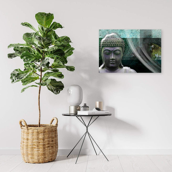 Leinwandbild XXL Buddha Wandbild Kunst Abstrakt Grün 120x80 cm M14699 120x80 cm, M14699 120x80 cm