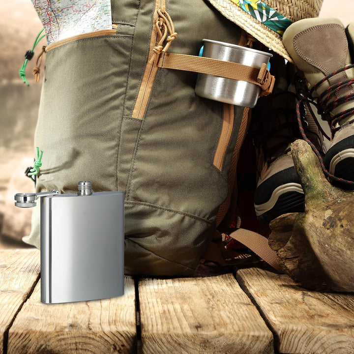 Relaxdays Flachmann 10er Set, 200 ml, Edelstahl Schnapsbehälter für unterwegs, Taschenflasche Schrau