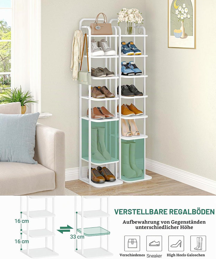 Hzuaneri Vertikales Schuhregal, 8-Stöckige Schuhregale, Schuhturm Für Kleine Räume, Freistehend, Ver