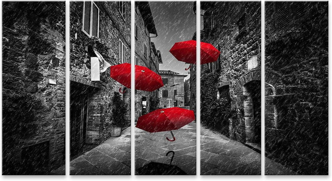 islandburner Bild auf Leinwand Regenschirme Wind Dunkle Strasse Alte Italienische Stadt Toskana Bild