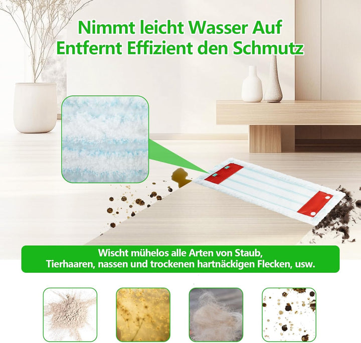 8 Stück Ersatz-Wischbezüge für Leifheit Profi XL Micro Duo / Profi XL Cotton Plus, 2-Faser-System Bo