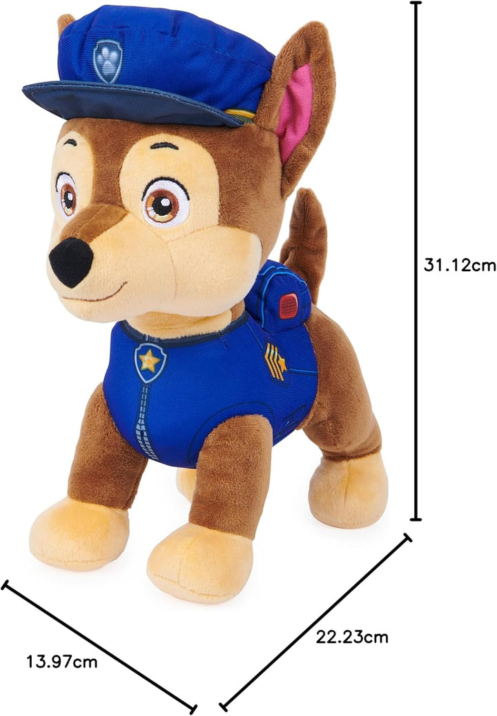 PAW PATROL Interaktives Plüschtier Chase - mit wedelndem Schwanz, 20+ Geräuschen und Musik, ca. 32 c