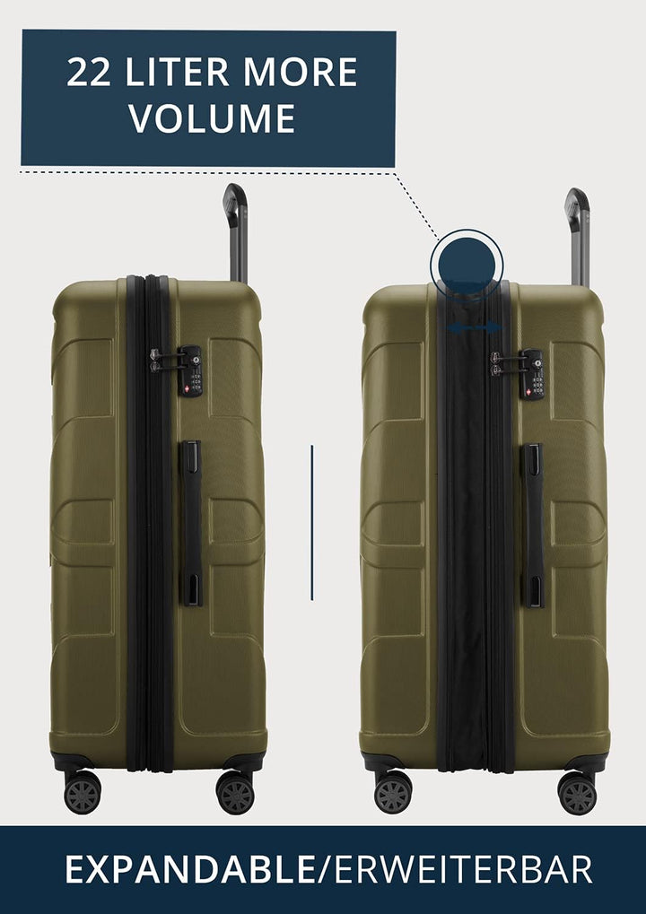 suitline grosser Hartschalen-Koffer Koffer Trolley Rollkoffer XL Reisekoffer, TSA, 76 cm, ca. 96-110