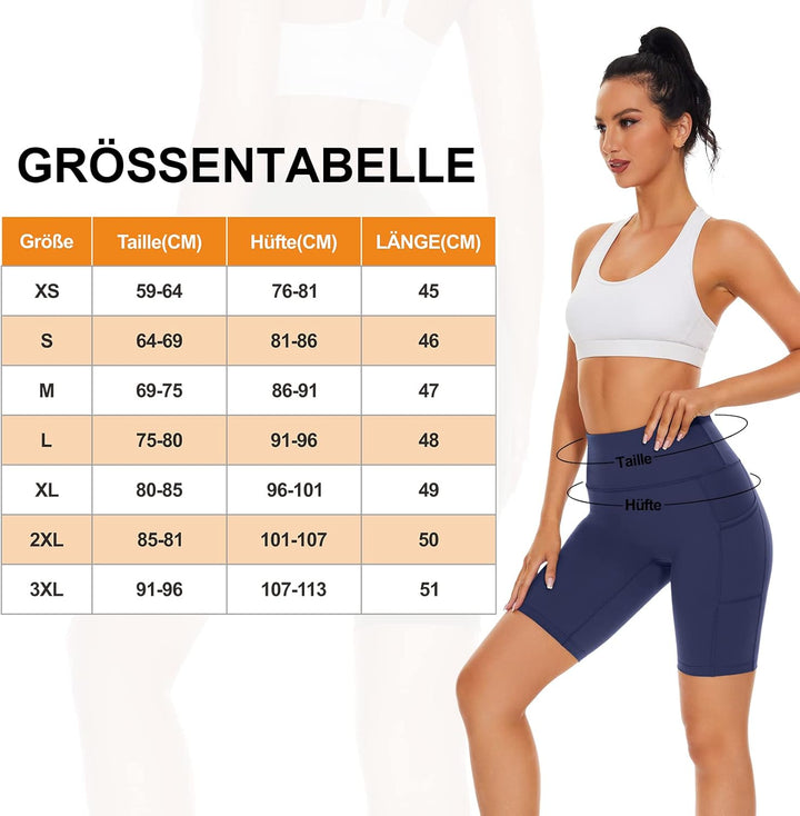 SIMIYA Radlerhose Damen, Kurze Leggings mit Handytasche Blickdichte High Waist Sporthose Damen Kurz,