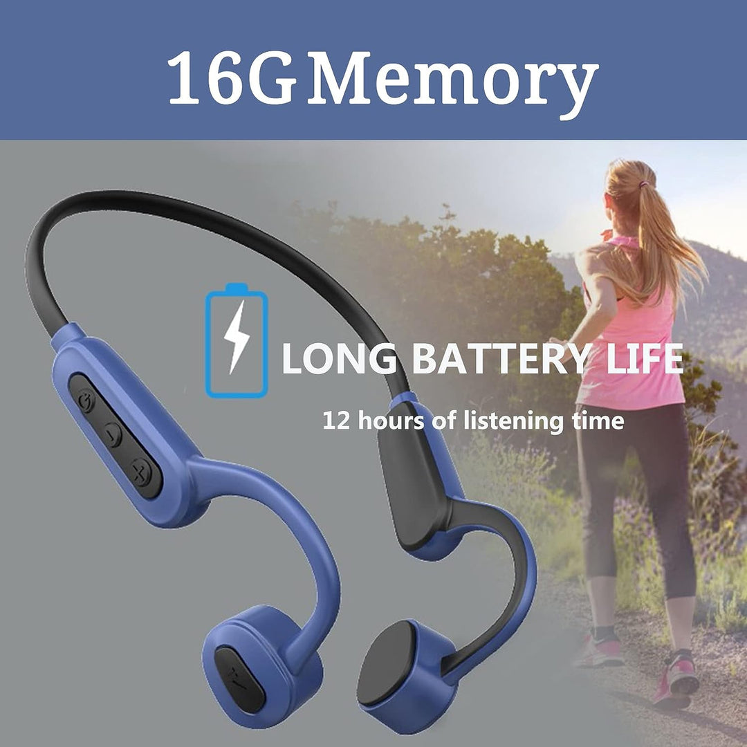 ESSONIO Bluetooth Headphones on Ear Sport Bone Conduction Kopfhörer with 16GB Memory IPX8 Waterproof