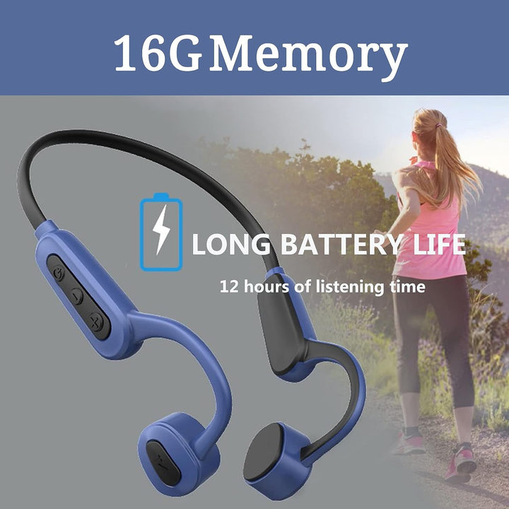 ESSONIO Bluetooth Headphones on Ear Sport Bone Conduction Kopfhörer with 16GB Memory IPX8 Waterproof