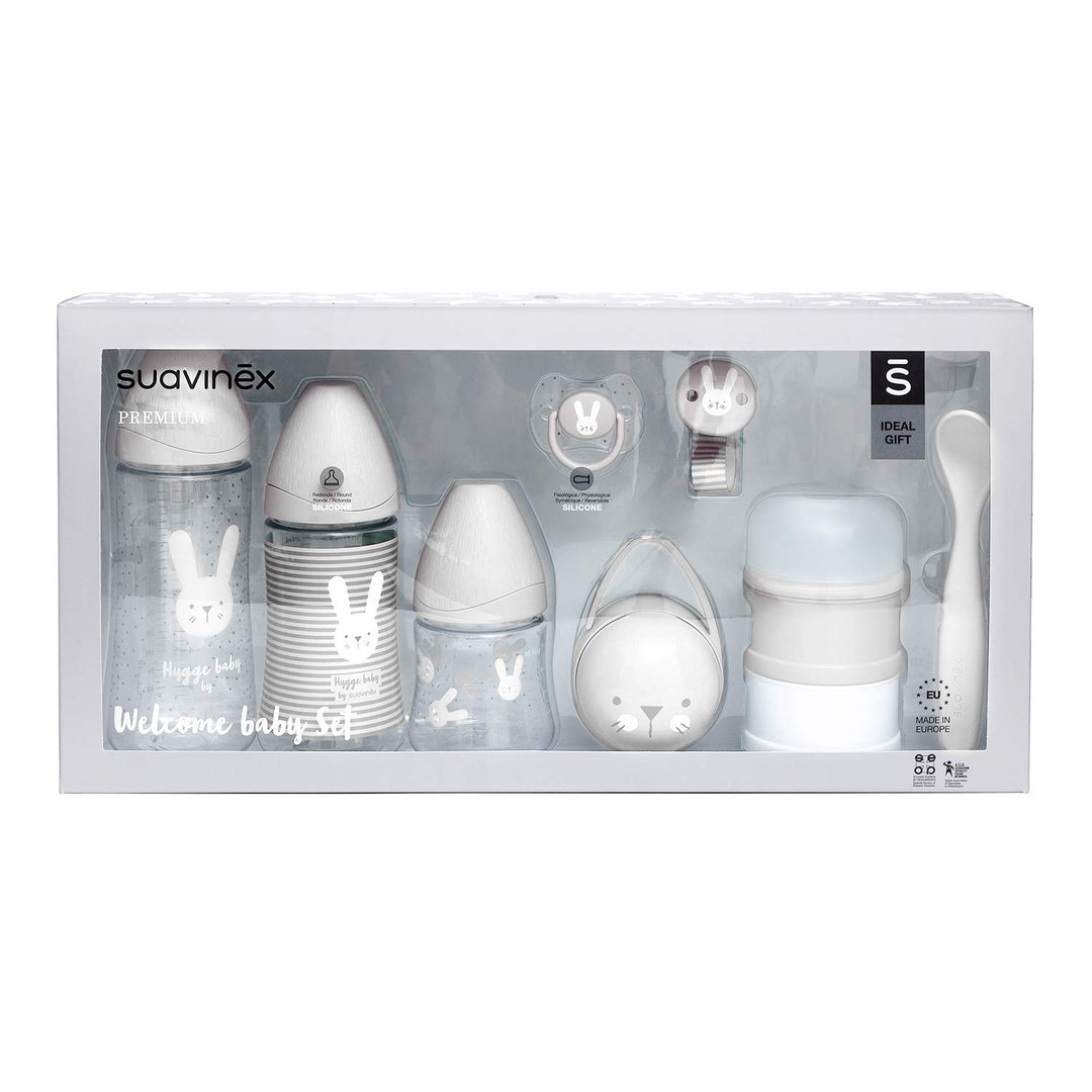 SUAVINEX Premium-Set für das Neugeborene Babyflasche 150 ml + 270 ml + 360 ml + Milchdosierer + Schn
