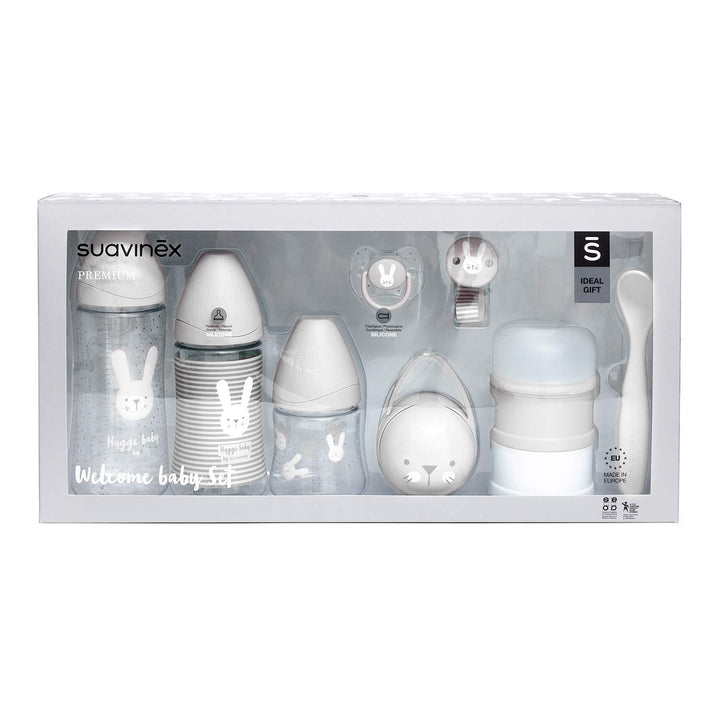 SUAVINEX Premium-Set für das Neugeborene Babyflasche 150 ml + 270 ml + 360 ml + Milchdosierer + Schn