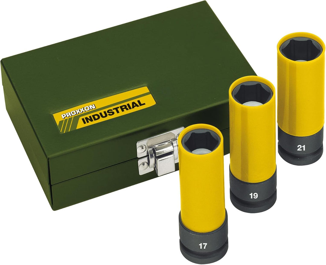 Proxxon Steckschlüsselsatz Impact, 3-teilig, stabile Steckschlüsselaufsätze zum Gebrauch mit Drucklu