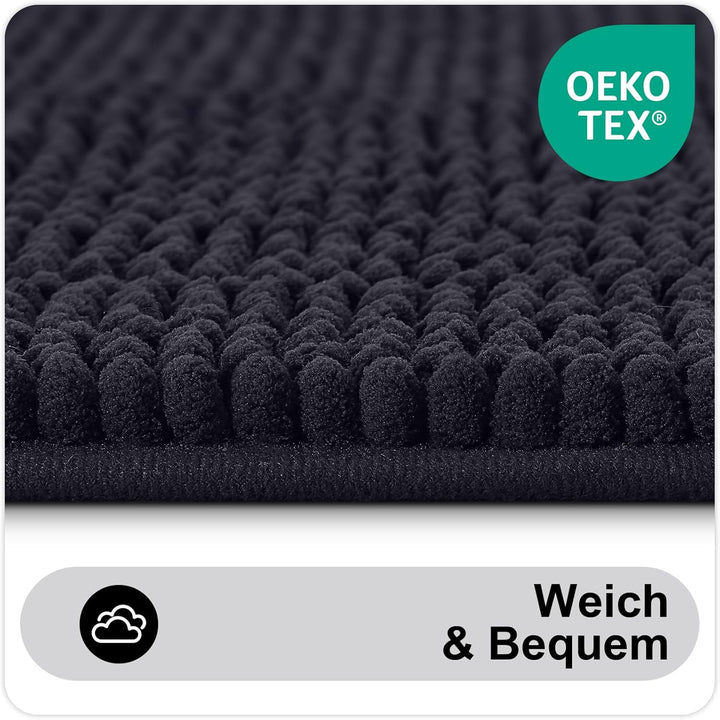 Homaxy Chenille Badezimmerteppich Set 2 teilig rutschfeste Badematte Set Weich Saugfähige Badteppich