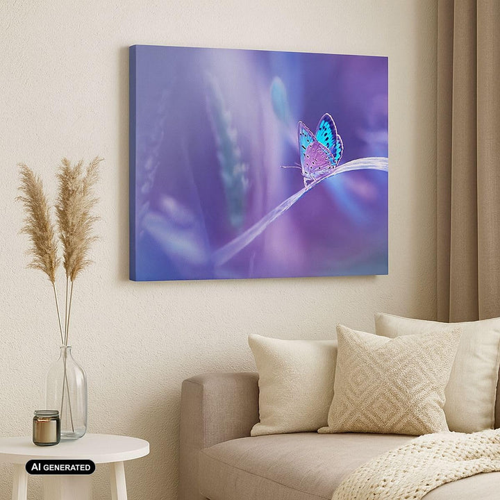 Bilder auf Leinwand 100x70cm Leinwandbild mit Rahmen Schmetterling Natur Gross Wanddeko Bild Schlafz