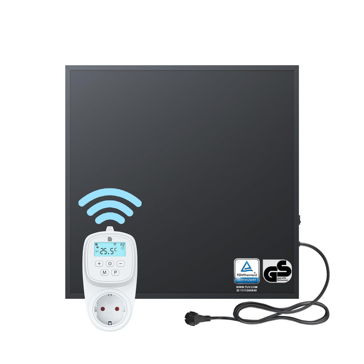 BR Bringer Infrarotheizung 300 Watt, schwarz - mit Smart Thermostat und App - Infrarot Elektroheizun