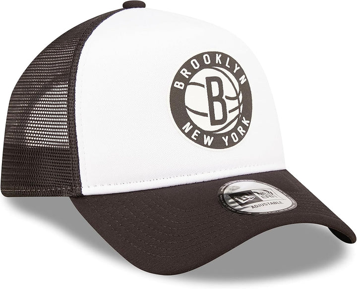 New Era Brooklyn Nets Team Colour Block A-Frame Black White Adjustable Trucker Cap Einheitsgrösse Tr