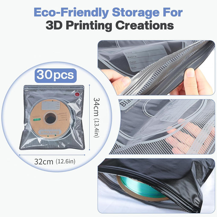 3D Filament Aufbewahrung Vakuum Kit, 30er Schwarz Vakuumbeutel mit USB-Pumpe(30 * 34cm), Vacuum Stor