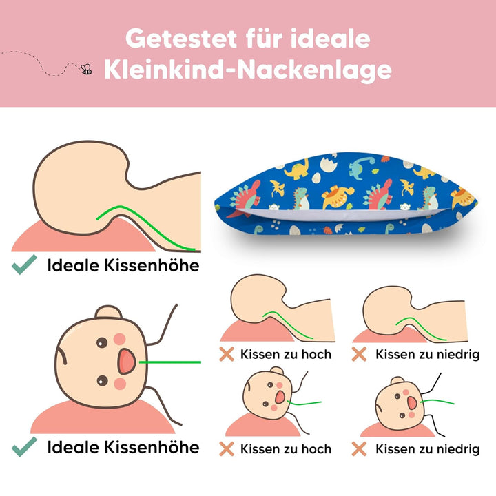 Kopfkissen Kleinkind mit Kissenbezug - Weich Bio Baumwolle Kissen Kinder zum Schlafen - Waschbar Kle
