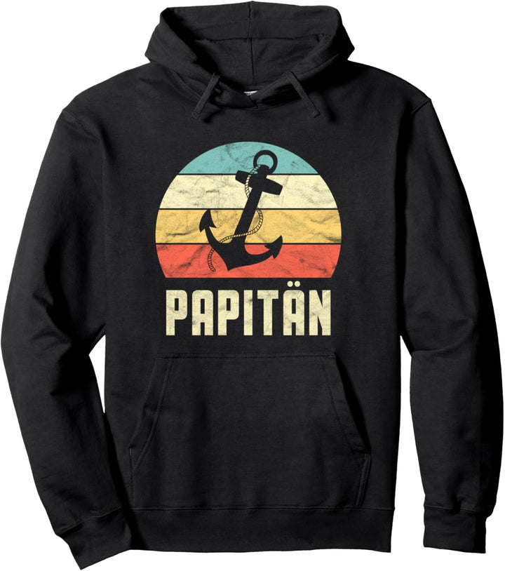 Retro Kapitän Anker Papitän Vater Super Papa Vatertag Pullover Hoodie