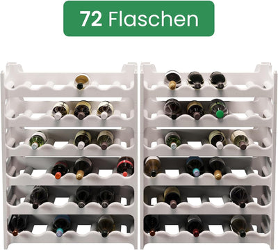 ARTECSIS Weinregal stapelbar Kunststoff für 72 Flaschen, stabiles Flaschenregal in Gastronomie-Quali