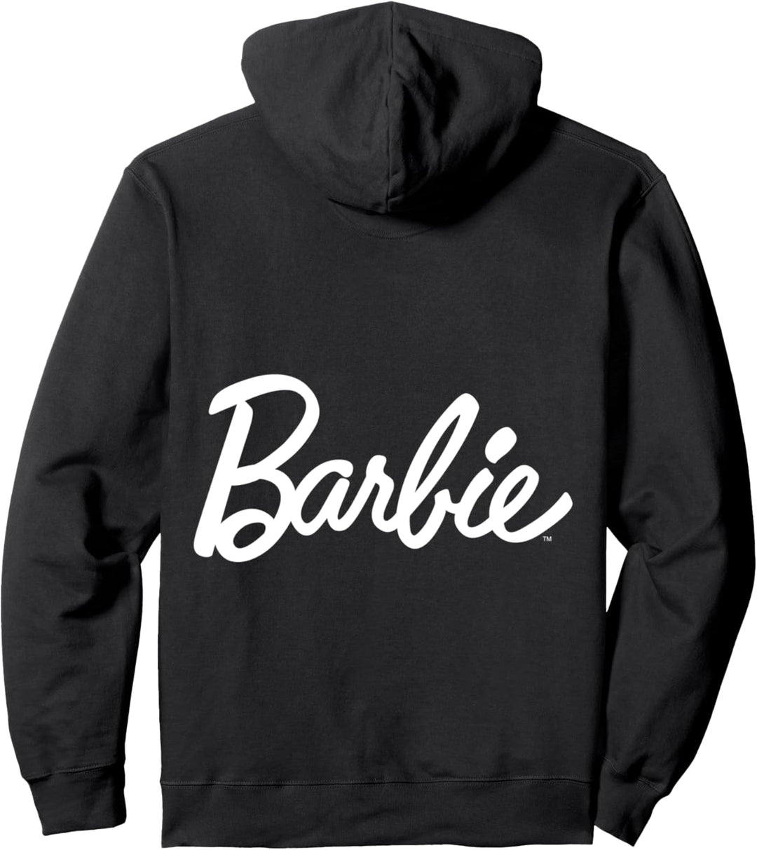 Barbie Logo White + Backprint Pullover Hoodie