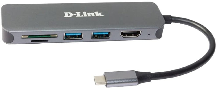D-Link DUB-2327 6-in-1 USB-C Hub mit Power Delivery (PD 60W, 4K HDMI, 2 USB 3.0 Ports, SD/MicroSD Ca