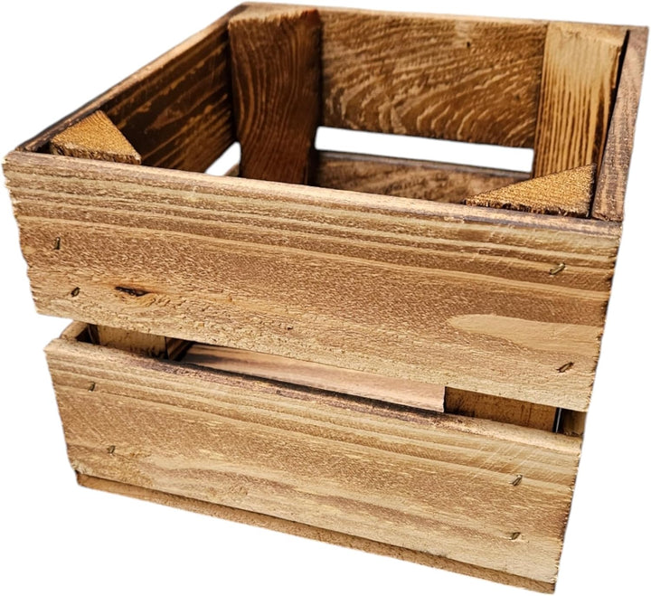 Teramico Set aus 3 geflammten NEUEN Holzkisten (22x20x15 cm) | PERFEKT als GESCHENKBOX oder RUSTIKAL