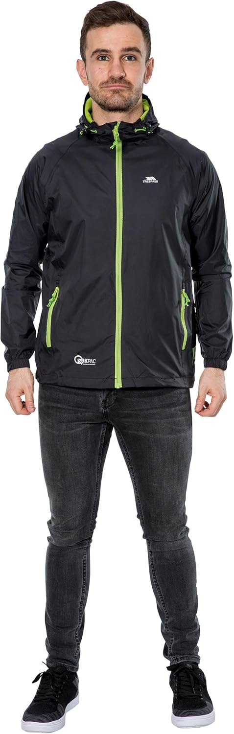 Trespass Unisex Qikpac Jacket Kompakt Zusammenrollbare Wasserdichte Regenjacke (1er Pack) L Schwarz