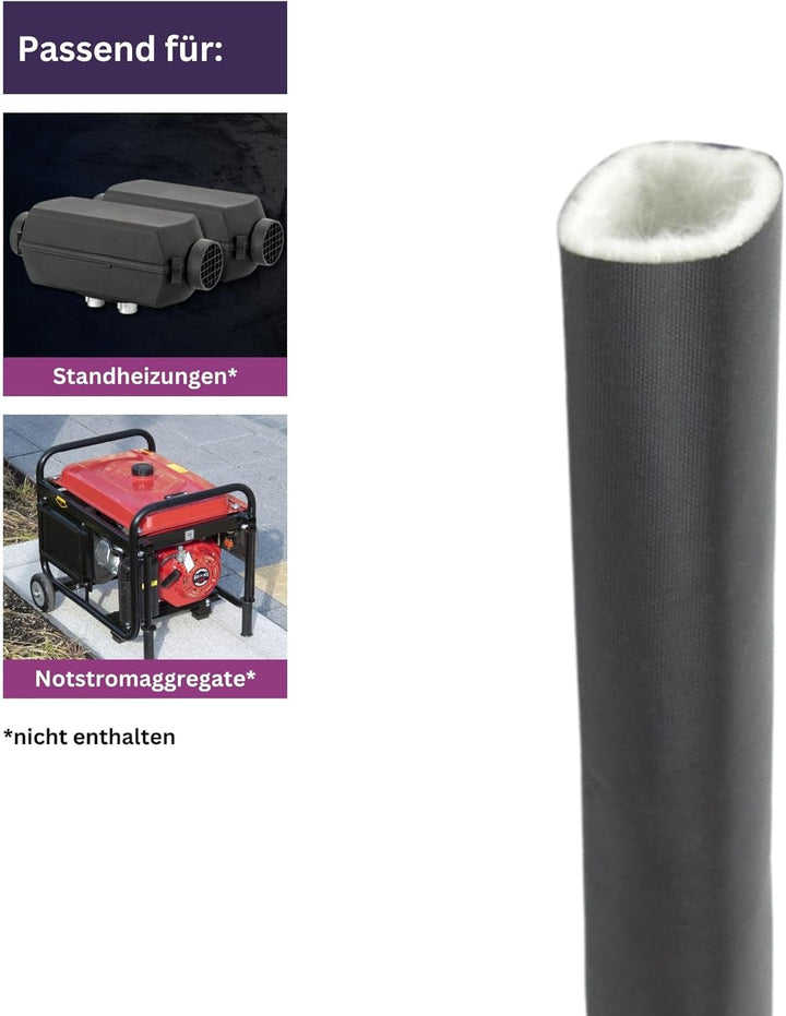 Autoterm Hitzeschutzschlauch Isolierung für Abgasrohr Abgasschlauch 22mm 24mm für Standheizung Länge