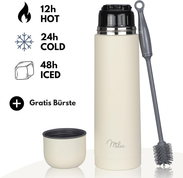 Milu Thermosflasche Thermoskanne Isolierflasche 1L, 750ml, 500ml - Isolierte Edelstahl Trinkflasche,