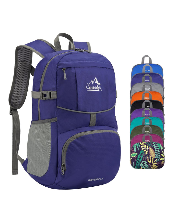 WATERFLY Faltbarer Rucksack Ultraleicht Wanderrucksack: 25L Leichter Tagesrucksack Sportlich Packabl