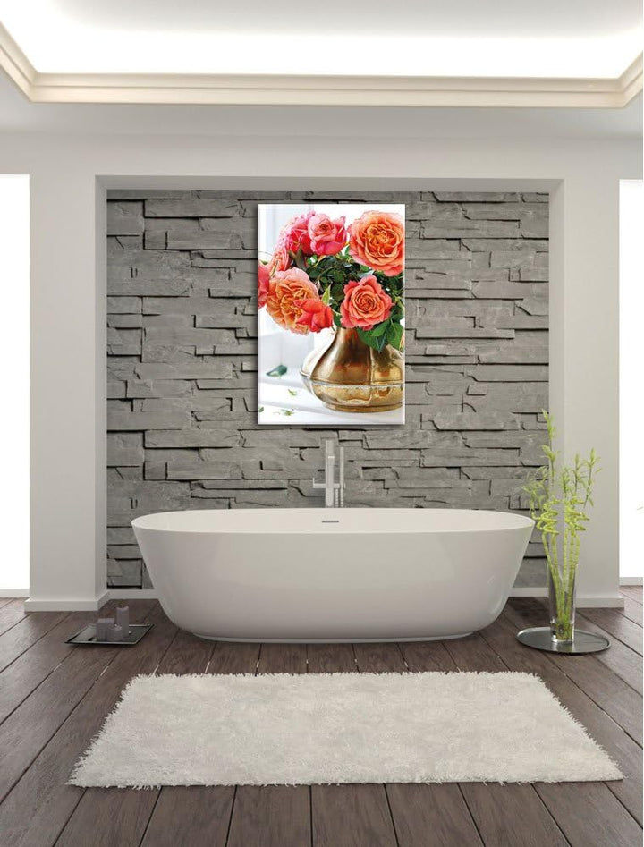 Pixxprint Rosenstrauss, Format: 100x70 auf Leinwand, XXL riesige Bilder fertig gerahmt mit Keilrahme