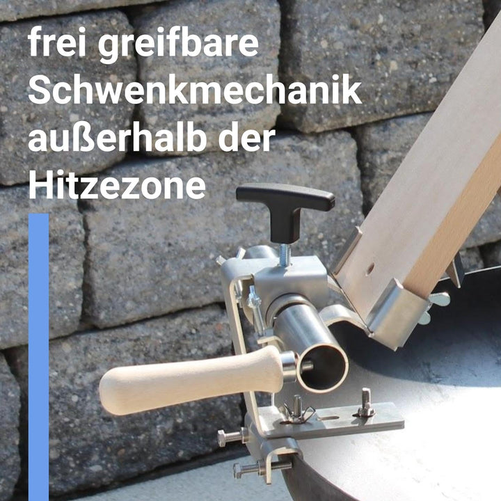 Premium Flammlachsbrett für Feuerschale, Flameboard & Halterung passt auf jede Feuerschale, stufenlo