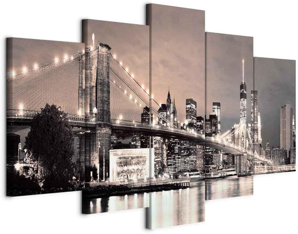 murando - Wandbilder XXL New York City 150x75cm 5 tlg - Wand Deko Leinwand Bilder Gross Wanddeko Woh