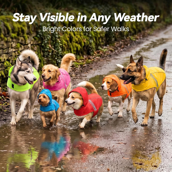 VIVAGLORY Hunderegenmantel für kleine Hunde, leicht an- und ausziehbare Regenbekleidung, reflektiere