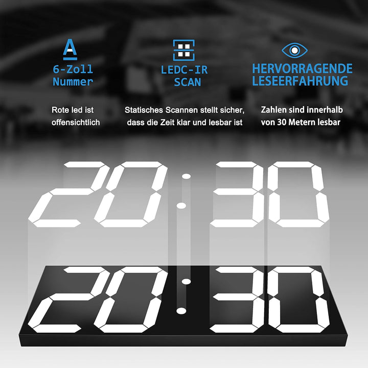 LED Digitale Uhr Grosse Wanduhr mit 18-Zoll-LED-Anzeige, Countdown-Uhr mit 8 einstellbaren Helligkei