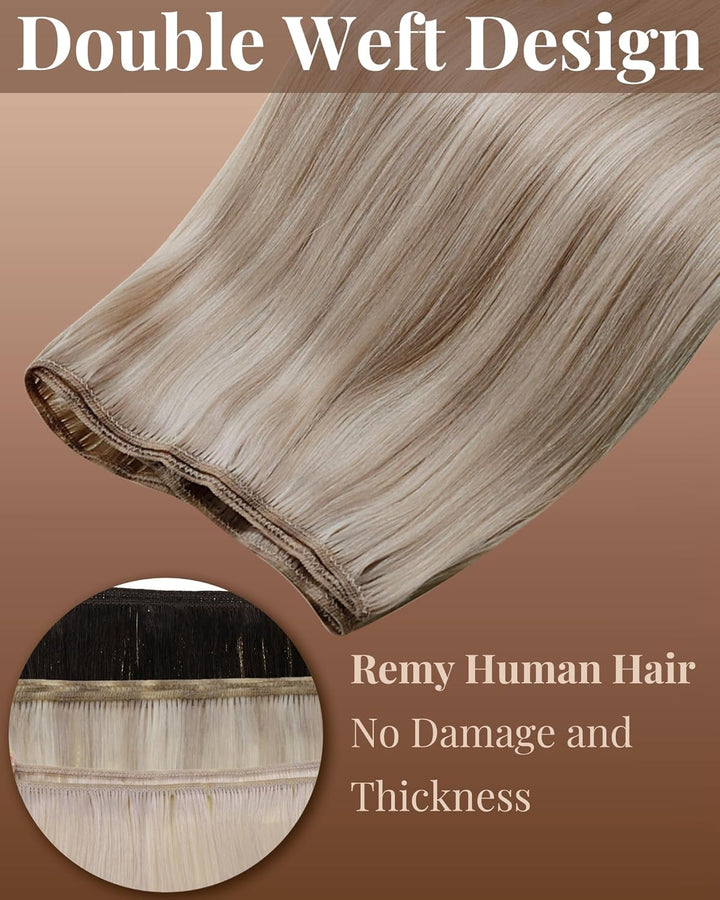 Hetto Extensions Echthaar Tressen Blond Extensions Tressen Echthaar Highlight Tressen Echthaar Exten