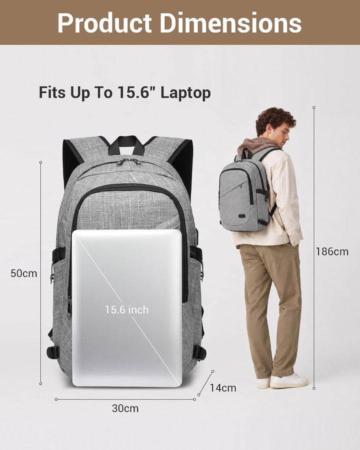 KONO Laptop Rucksack für Herren und Damen, Wasserdichter und Diebstahlsicher Business Laptoprucksack