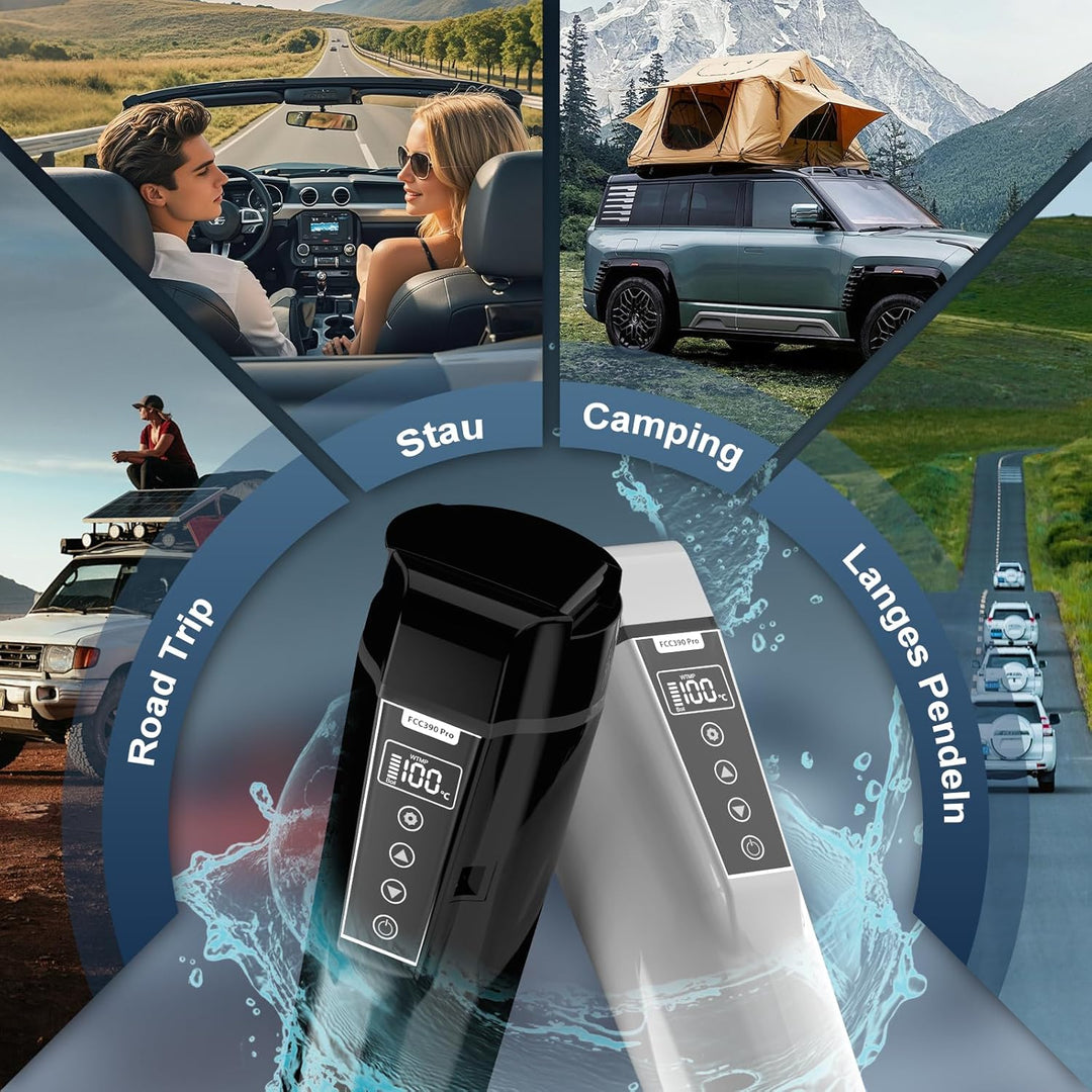 Reise-Wasserkocher 24/12 V, tragbarer elektrischer mit einstellbarer Temperatur für Wasser, Tee, Kaf