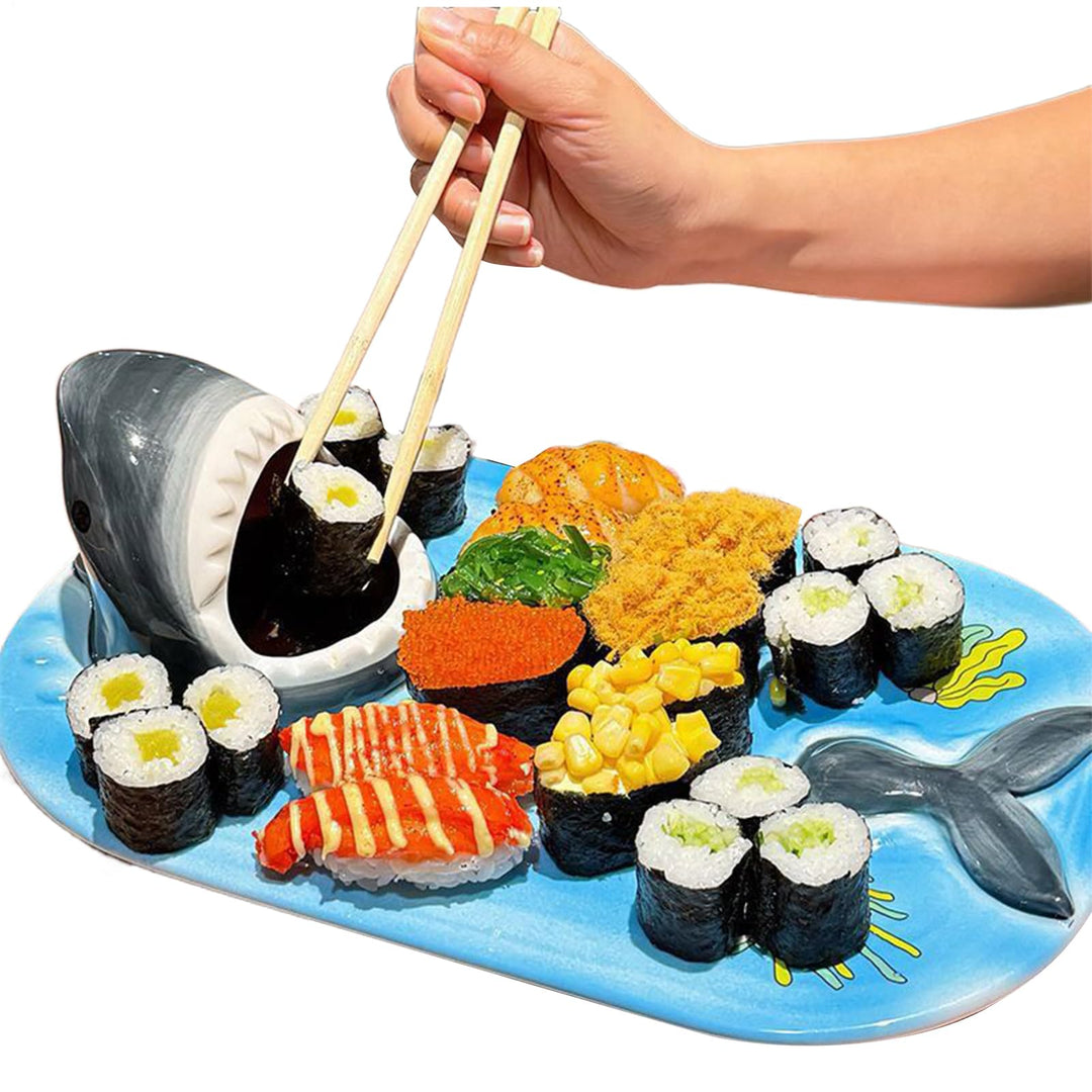 Sushi-Teller – Keramikgeschirr, Hai-Taco-Halter mit einzigartigem Design, spülmaschinenfestes Geschi
