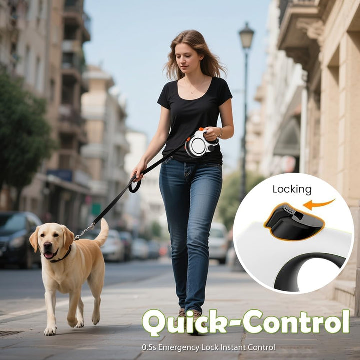 Einziehbare Hundeleine 8m, 360° Anti Verwicklungs Design, Rollleine mit Beissschutz und Kotbeutelspe