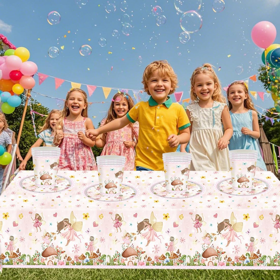 Doyomtoy Feen-Party-Geschirr,61 Stück Fee Partygeschirr Kindergeburtstag Set,Mädchen Geburtstag Part
