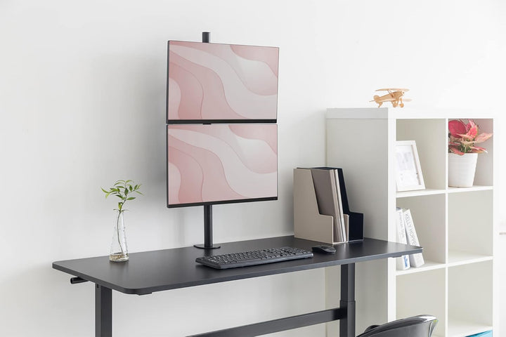DIGITUS Monitorhalterung - Tischklemme - 2 Monitore - Vertikal - Bis 32 Zoll - VESA 75 und 100 - Sch