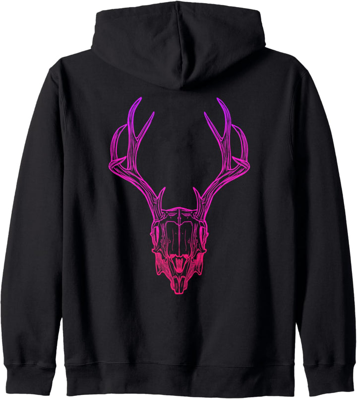 Polygonaler Hirschschädel Psychedelic Graphic Pink Kapuzenjacke