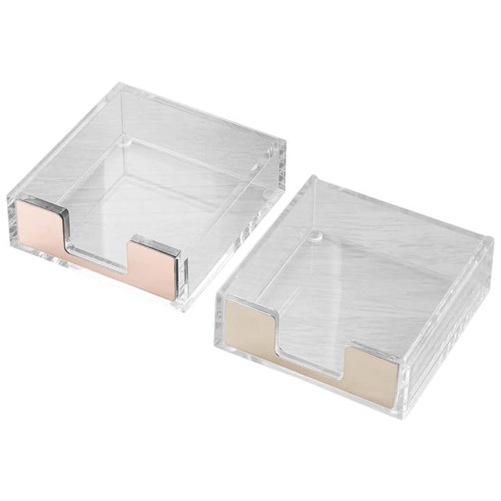 LALAFINA 2 Stück Transparenter Memo Pad Holder mit Roségoldenem Stiftehalter Praktischer Notizzettel