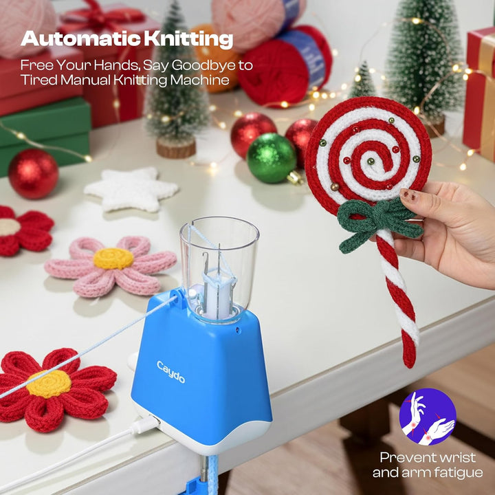 Caydo Strickmühle Kit Häkelset für Anfänger, Elektrisch Strickmaschine Set Automatische Herstellung